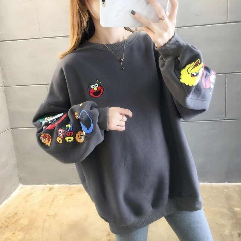 【人気商品再入荷】超人気 キュート ファッション ルーズ 男女兼用 スウェット<S-6837>