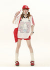 肌触りよい カジュアル ゆったり プリント Tシャツ S-13278
