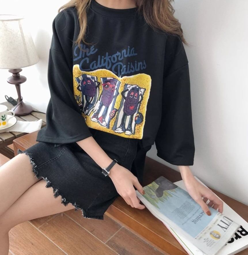話題沸騰中 ゆったり カジュアル プリント 2色半袖Tシャツ＜S-8161＞