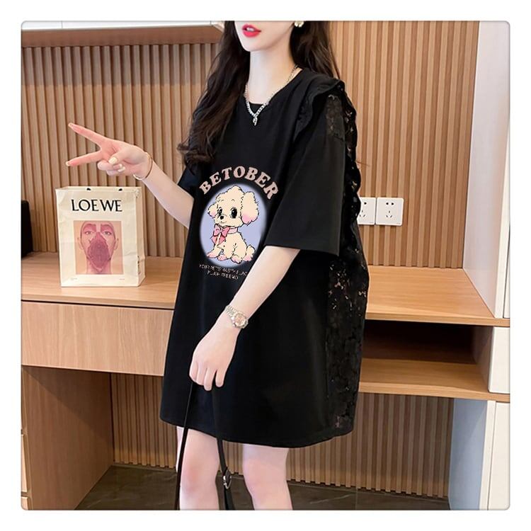 今季マストバイ レース 可 透かし彫り 切り替え 2色選択 Tシャツ カットソー＜S-8493＞
