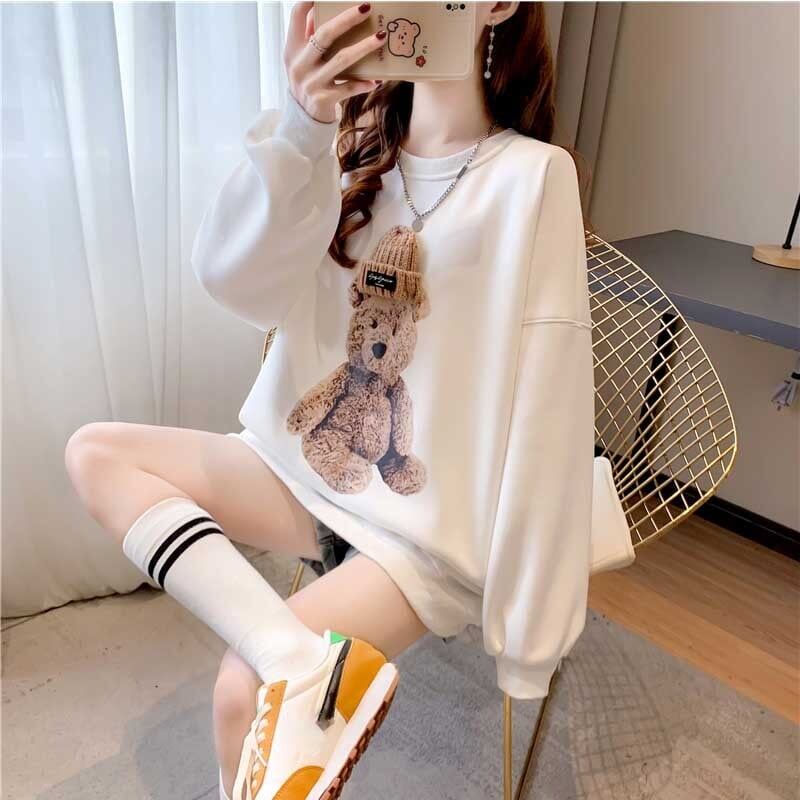 ファッション ラウンドネック 美人度アップ プリント スウェット パーカー＜S-2798＞