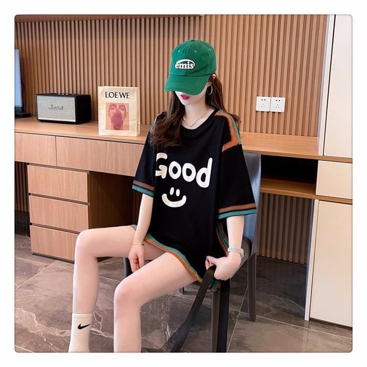 おすすめ プリント アルファベット ロング Tシャツ ゆったり半袖 ＜S-2881＞
