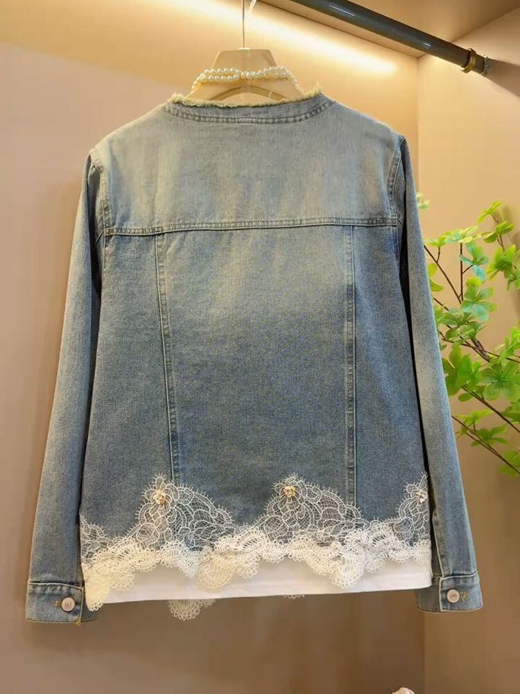 【人気商品再入荷】好感度UP 着心地良い 絶対欲しい レイヤード風 デニム 切り替え ジャケットゆったりコート<S-11061>