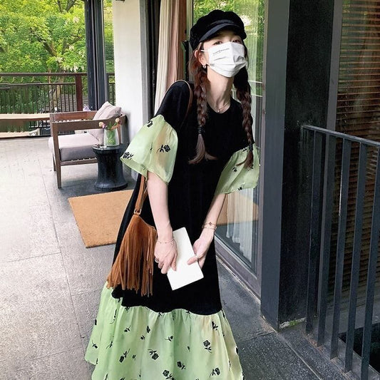 【半額！期間限定！！】話題沸騰中 スウィート 新作 切り替え 花柄 半袖 ワンピース＜S-8177＞