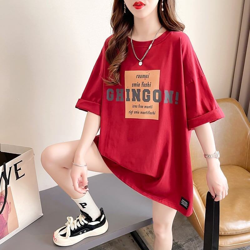 着心地抜群 切り替え 女性力を高める プリント Tシャツ カットソー＜S-3592＞