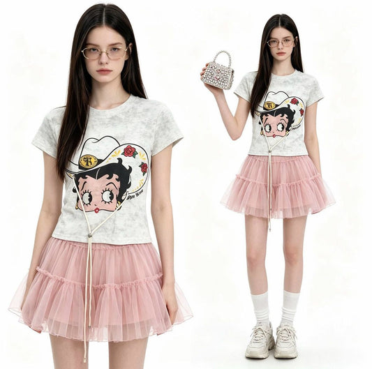 ファッション感満々 プリント シンプル Tシャツ S-13296