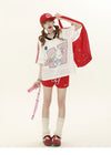 肌触りよい カジュアル ゆったり プリント Tシャツ S-13278