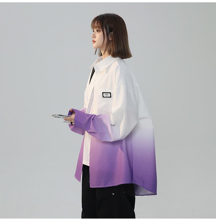 早い者勝ち 質感のいい グラデーション ゆったり 4色展開 シャツ  <S-12990>
