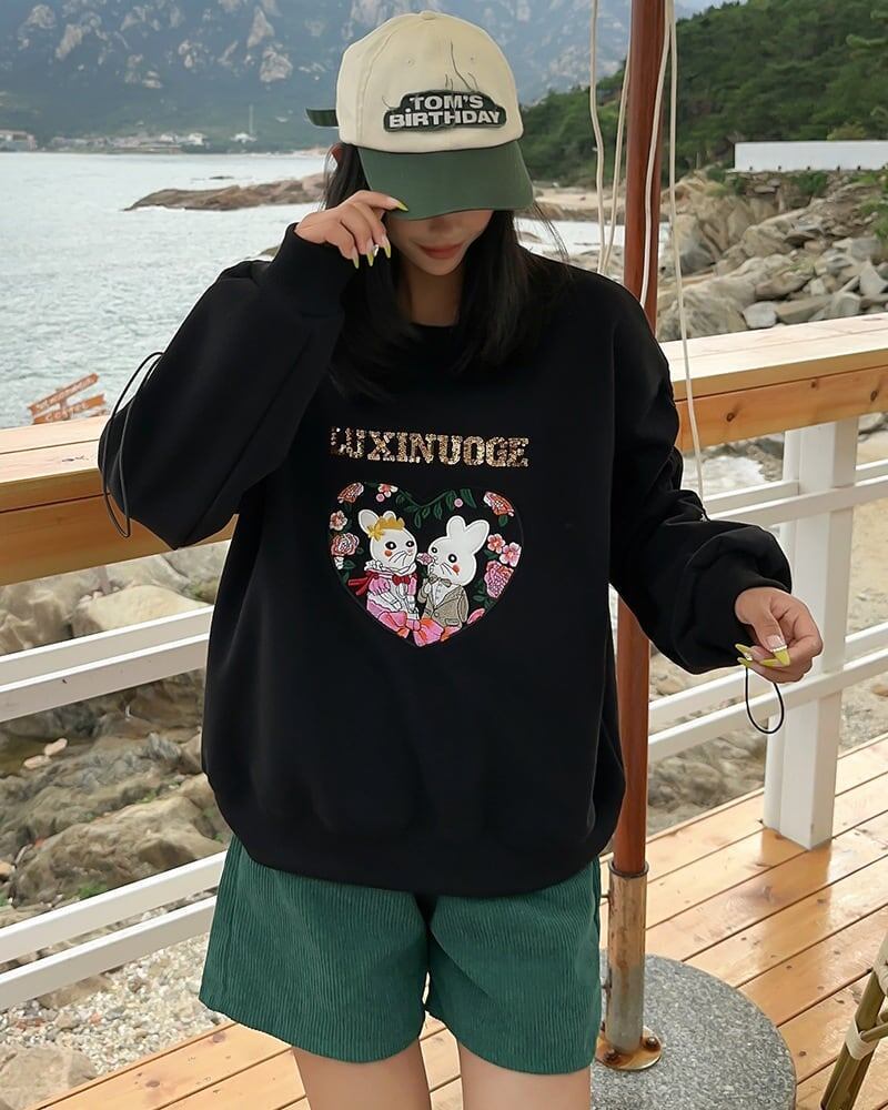 【裏起毛】超人気商品可愛いウサギちゃんロゴスウェット全6色<S-4598>