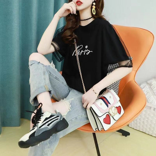 ゆったり感アップ 切り替え 着心地抜群 プリント Tシャツ カットソー＜S-3541＞