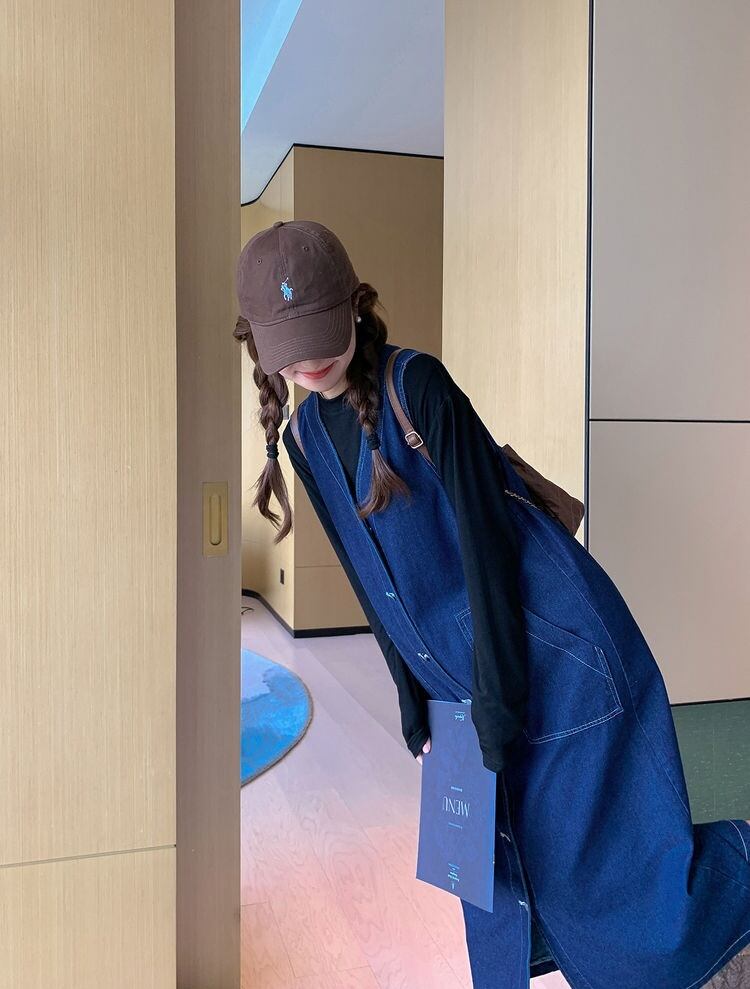 定番シンプル ファッション感満々 目を奪われる プリント デニム ワンピース<S-10490>