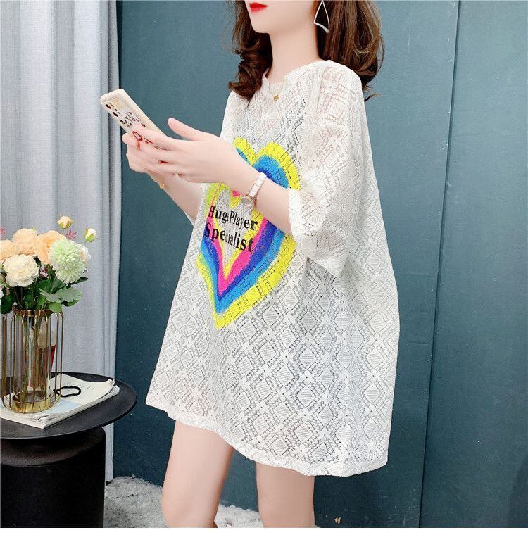 売り切れ必至 ゆったり キュート 透かし彫り半袖Tシャツ＜S-8134＞