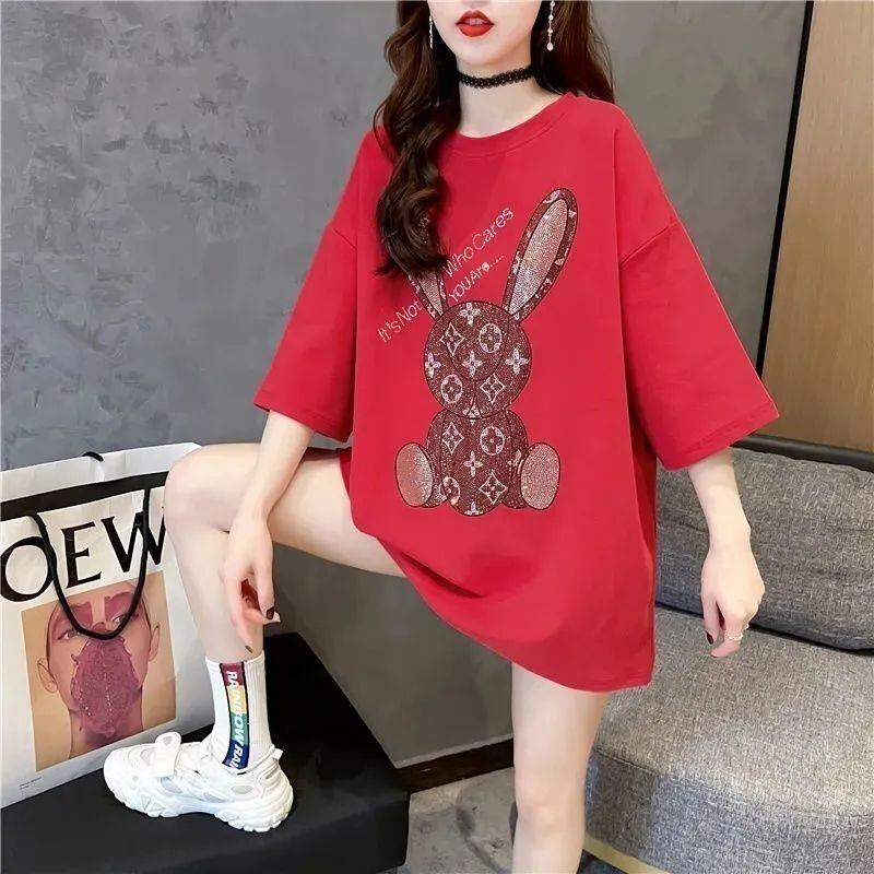 新商品 プリント ファッション ゆったり 全4色 半袖 Tシャツ＜S-8706＞