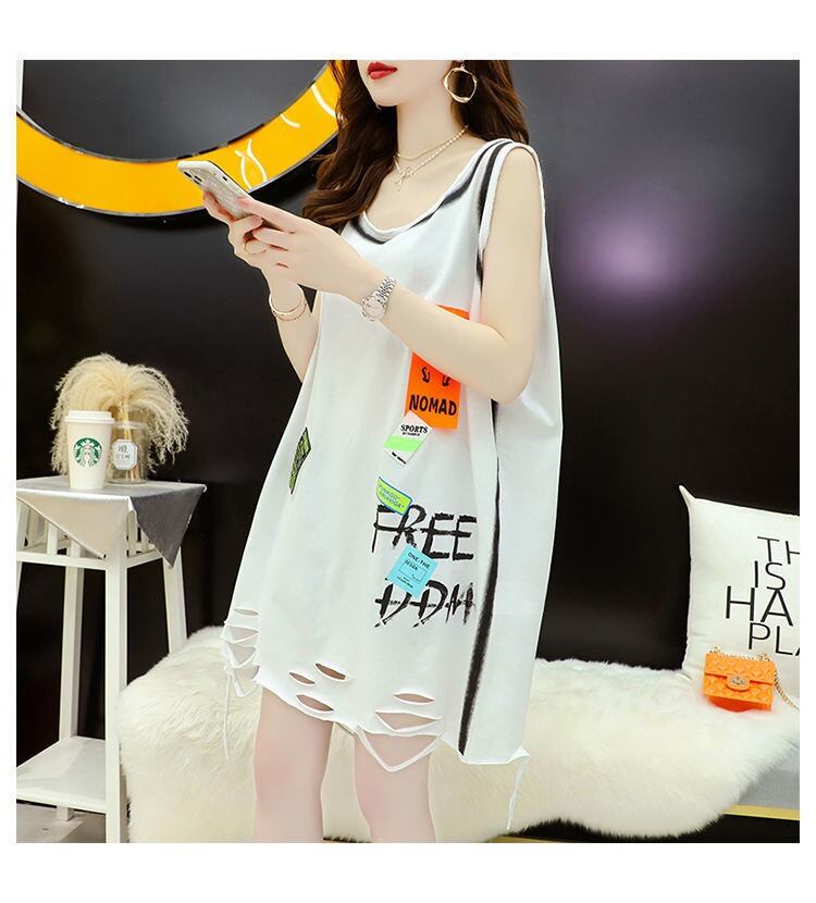 今季マストバイ ダメージ加工 デザイン性抜群 プリント全2色 ノースリーブ Tシャツ カットソー＜S-9141＞