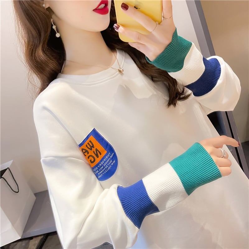 美人度アップ 切り替え ファッション プリント Tシャツ カットソー＜S-3668＞