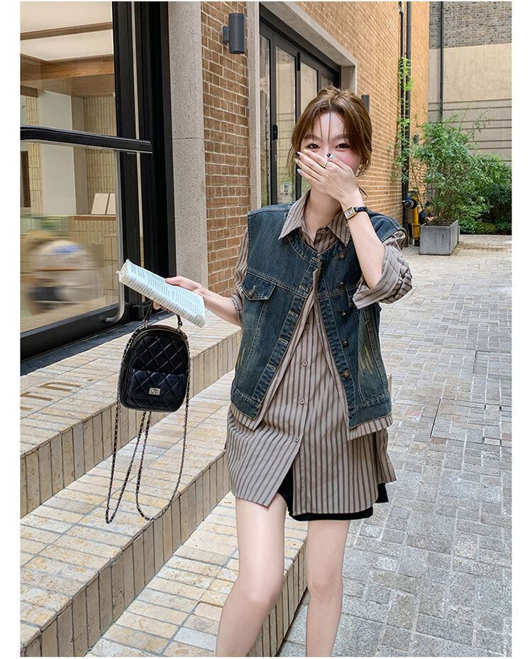 売れ筋 元主役級 美人度アップ 気いっぱい 好感度UP セットアップ ベスト+シャツ<S-10768>