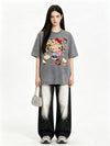 ゆったり シンプル プリント カジュアル Tシャツ S-13286