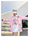 売り切れ必至 韓国風ファッション 上質 アバンギャルド プリント デニム Tシャツ ＜S-9479＞