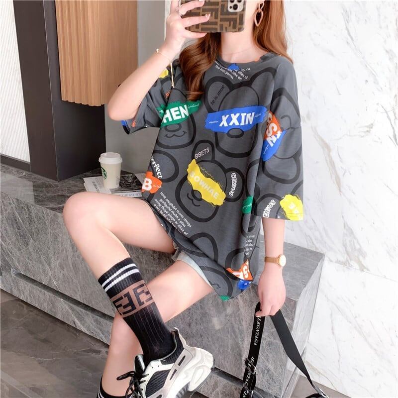 オシャレ度満点 プリント カジュアル Tシャツ カットソー＜S-3344＞