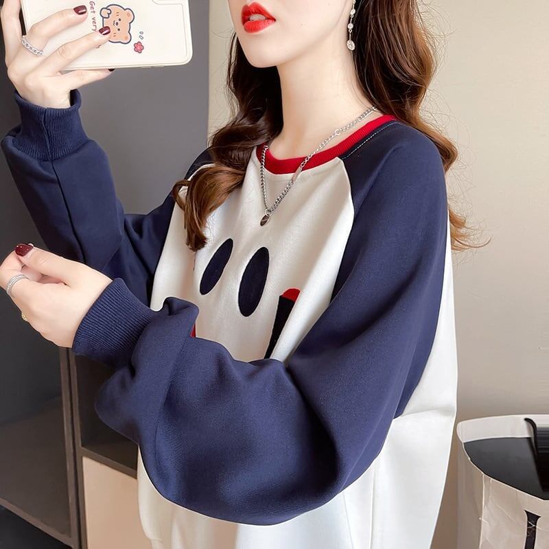 秋の新作スマイル長袖Tシャツトップス<S-5028>