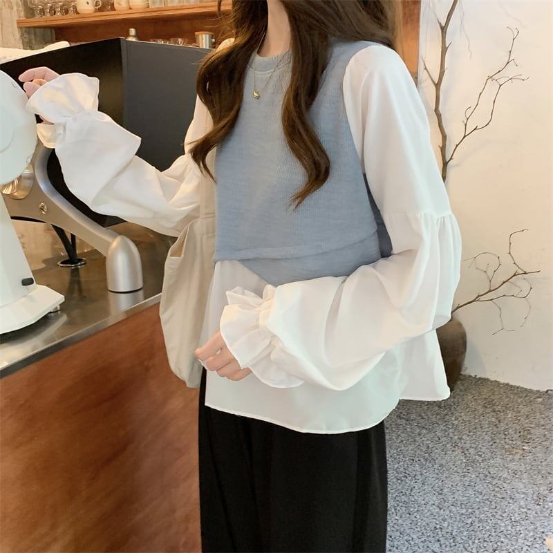 好感度満載 3色選択可 着心地抜群 切り替え シャツ ブラウス＜S-2943＞