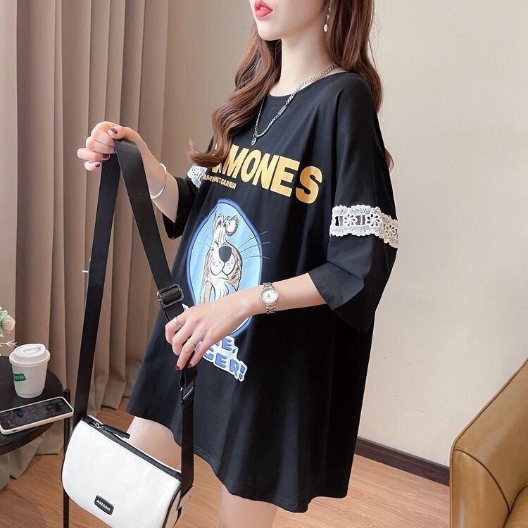 新商品 プリント ファッション ゆったり 全4色 半袖 Tシャツ＜S-11493＞