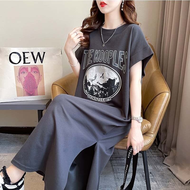 好感度満載 プリント 美感いっぱい Tシャツ カットソー ワンピース＜S-3599＞