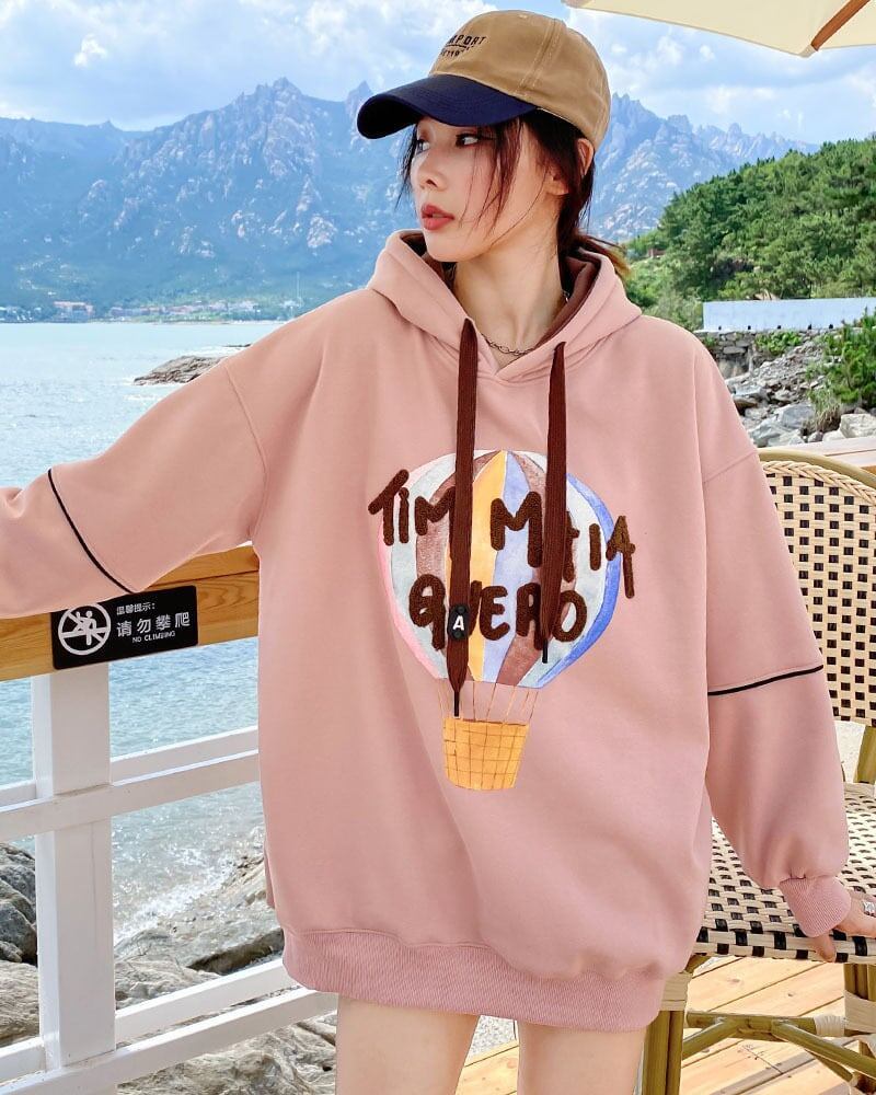 美人度アップ刺繍ロゴフード付きパーカ裏起毛  全5色トップス ＜S-4504＞