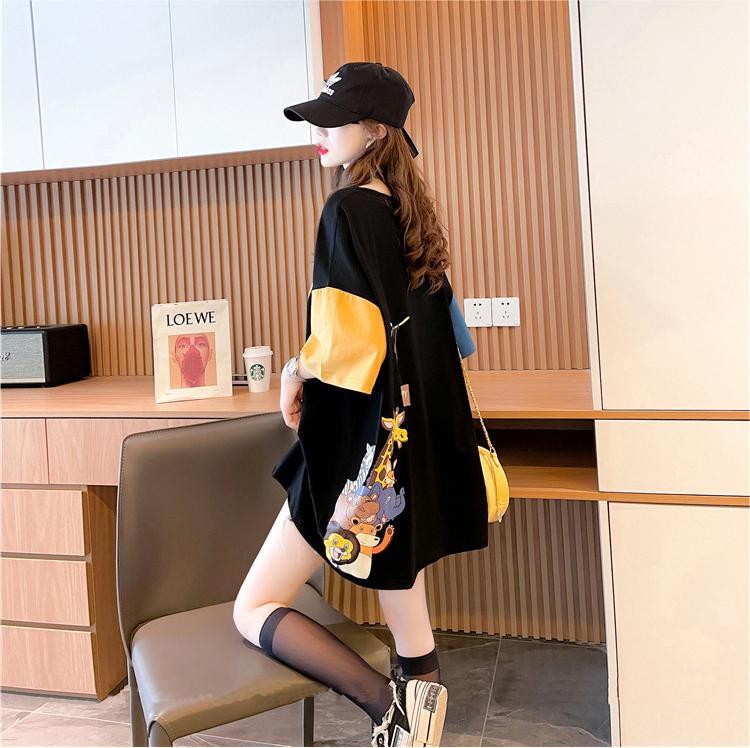 遊び心溢れるキュートなデザインのレディースゆったり半袖Tシャツ<S-2855>