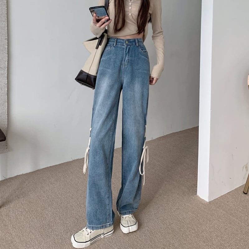レトロ ハイウエスト スタイリッシュ ジッパー ワイドパンツ＜S-2862＞