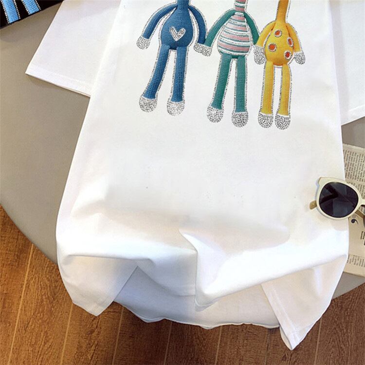活躍する優秀アイテム ホットダイヤモンド 高見えデザイン 全2色 半袖Tシャツ<S-9250>