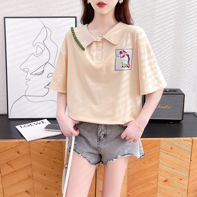 絶対欲しい キュート 定番シンプル 切り替え 全2色 半袖Tシャツ<S-8742>