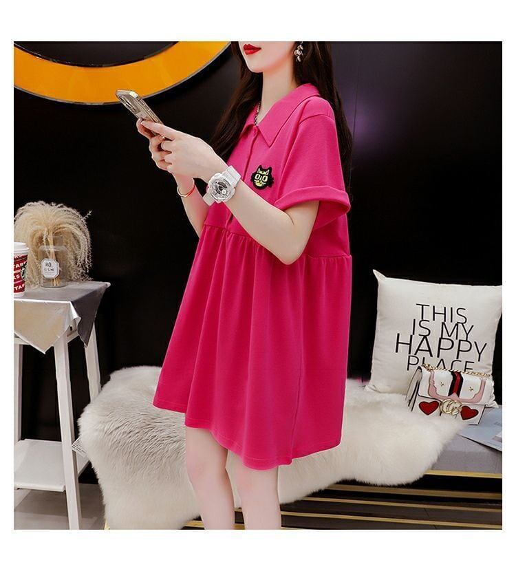 超人気 ゆったり フランスファッションポロ襟ルーズ多用途 3色 半袖Tシャツ＜S-9090＞