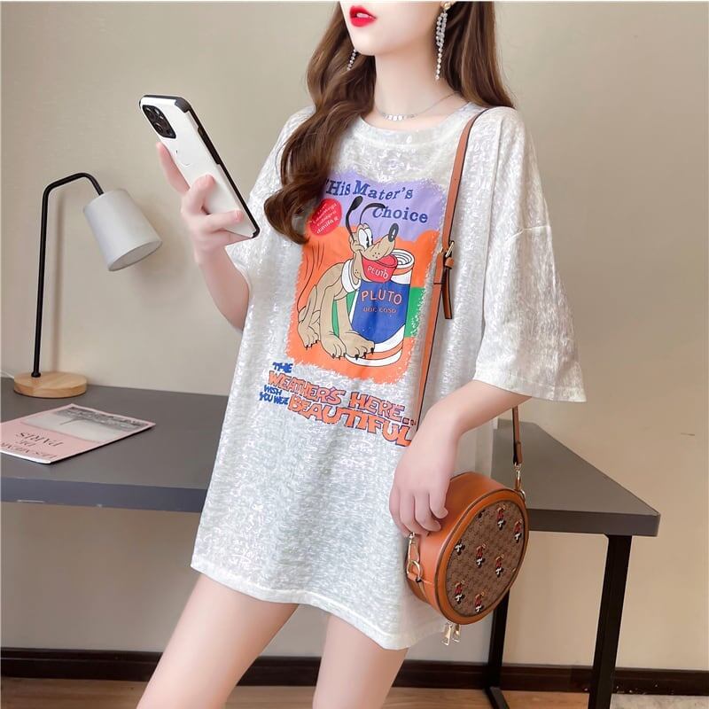 好感度満載 切り替え 美感いっぱい プリント Tシャツ カットソー＜S-3548＞