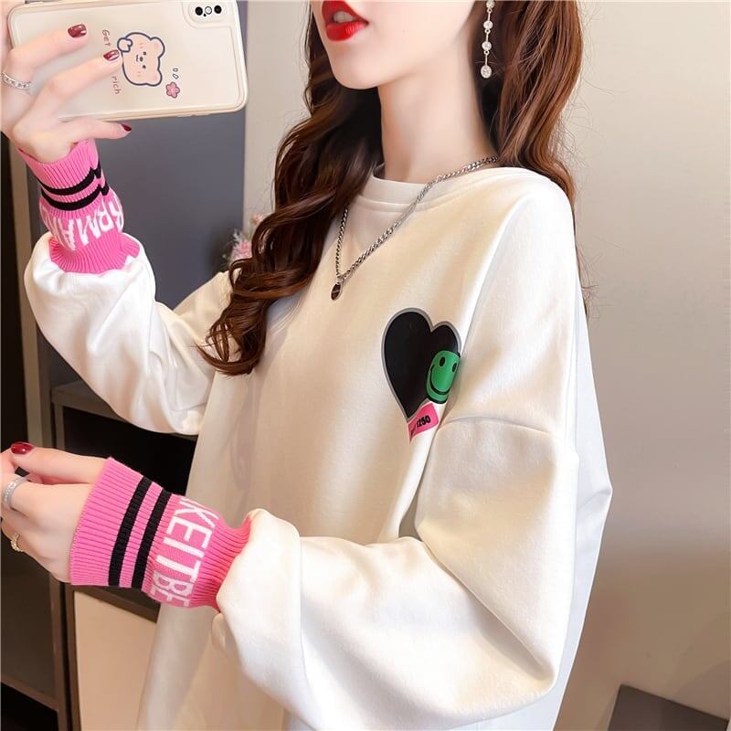 オシャレ度満点 プリント 美感いっぱい 切り替え 長袖 Tシャツ カットソー＜S-2790＞