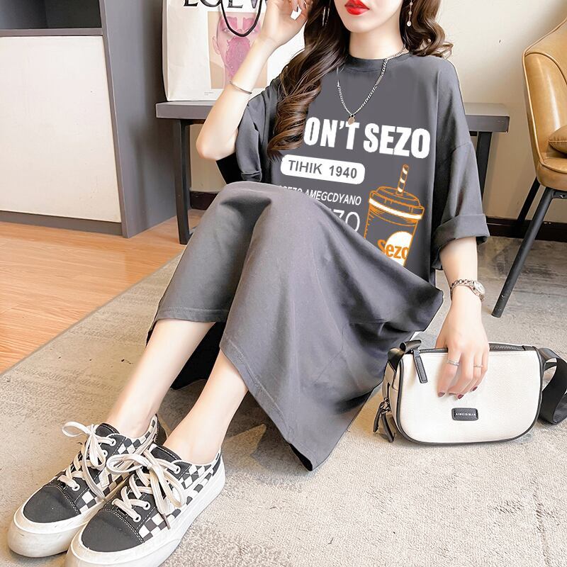 快適 ラウンドネック カジュアル 半袖 Tシャツ ワンピース＜S-8634＞