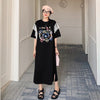 おすすめ レース ファッション 切り替え プリント Tシャツ カットソー ワンピース＜S-8535＞
