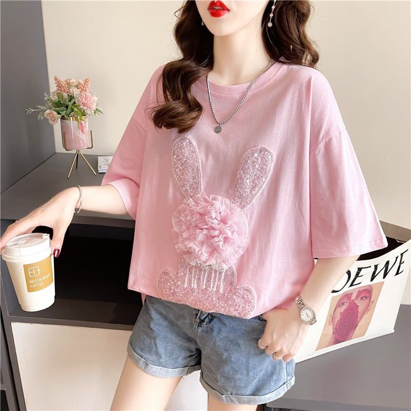 オシャレ度満点 切り替え 一目惚れ プリント Tシャツ カットソー＜S-3422＞