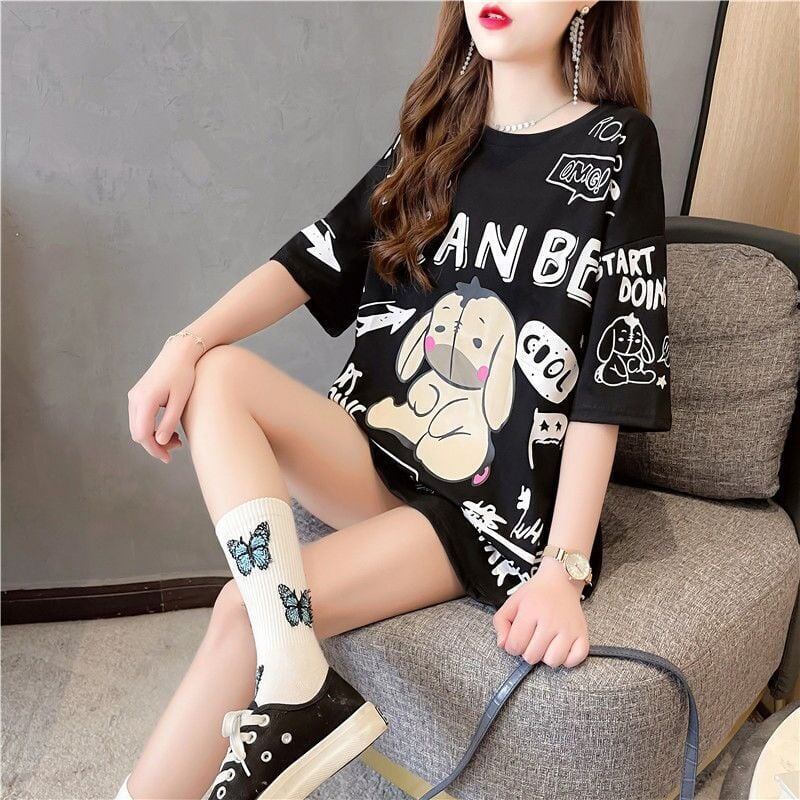 早い者勝ち キュート ファッション ルーズ プリント半袖Tシャツ 全3色<S-4894>