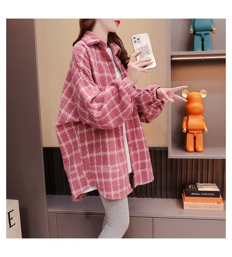定番シンプル チェック柄 ポケット シャツ トップス 二色＜S-4048＞