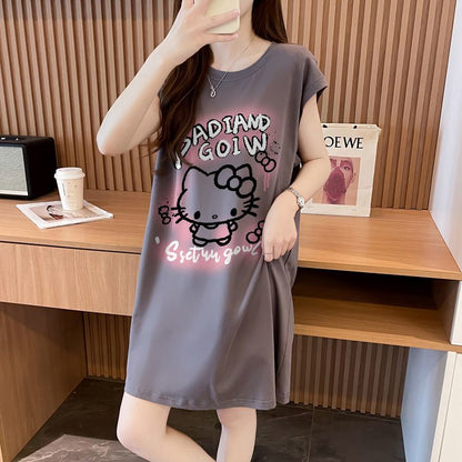 大人可愛い プリント ゆったり レディース ワンピース S-13270