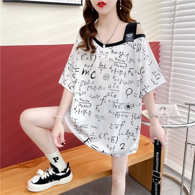 着心地抜群 切り替え 女性力を高める プリント Tシャツ カットソー＜S-3572＞