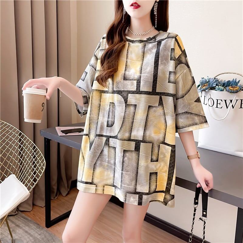 ゆったり感アップ アルファベット カジュアル Tシャツ カットソー＜S-3028＞