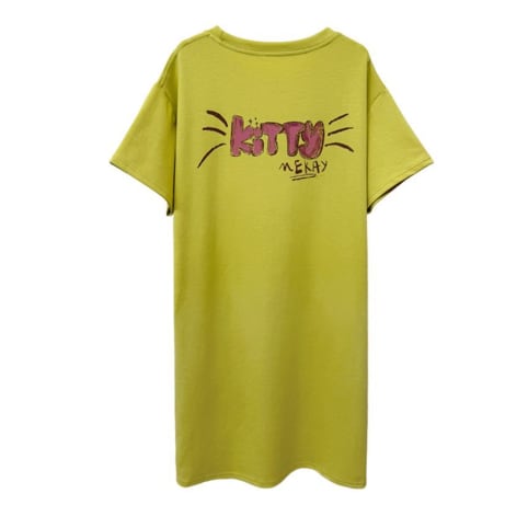 新作 シンプル プリント Tシャツ ワンピース <S-13176>