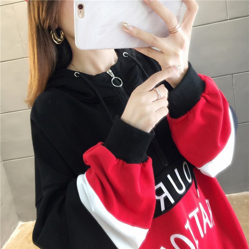 オシャレ感たっぷり 切り替え 美人度アップ ジッパー スウェット パーカー＜S-2842＞