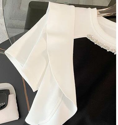 新商品 ホットダイヤモンド 絶対欲しい 切り替え 半袖 Tシャツ ショートパンツ セットアップ<S-8864>