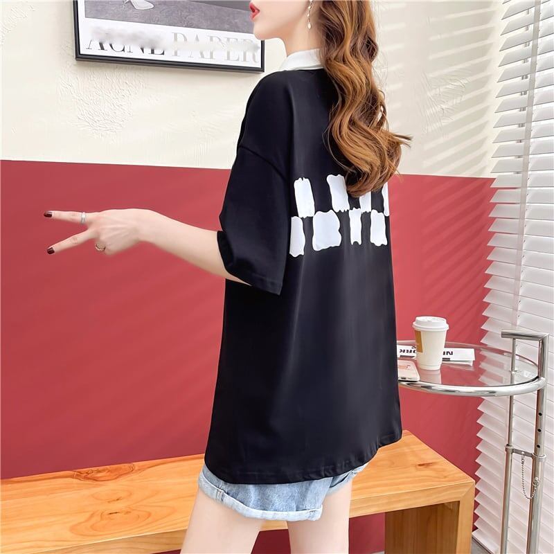 デザイン感 切り替え チャーミング プリント Tシャツ カットソー＜S-3586＞