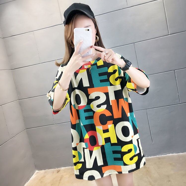 売り切れ必至 カラーマッチング 個性派 プリント全2色 半袖Tシャツ カットソー ＜S-8556＞