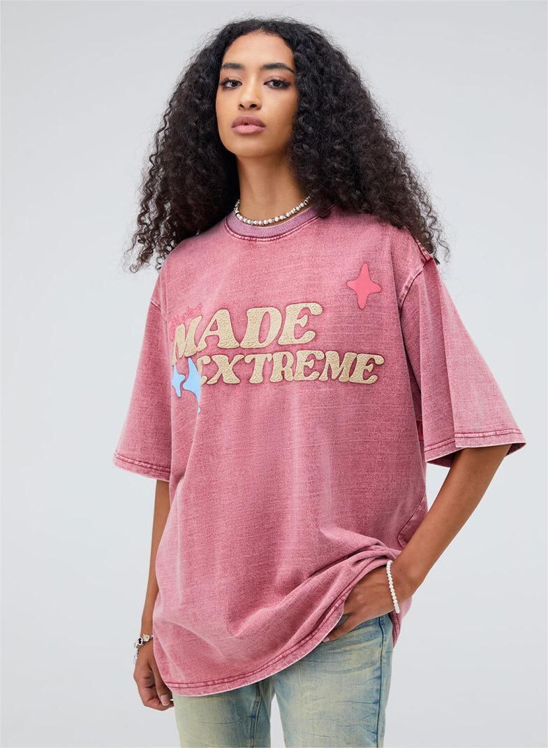 ストリートトレンドのレターファンプリント半袖Tシャツ<S-2906>