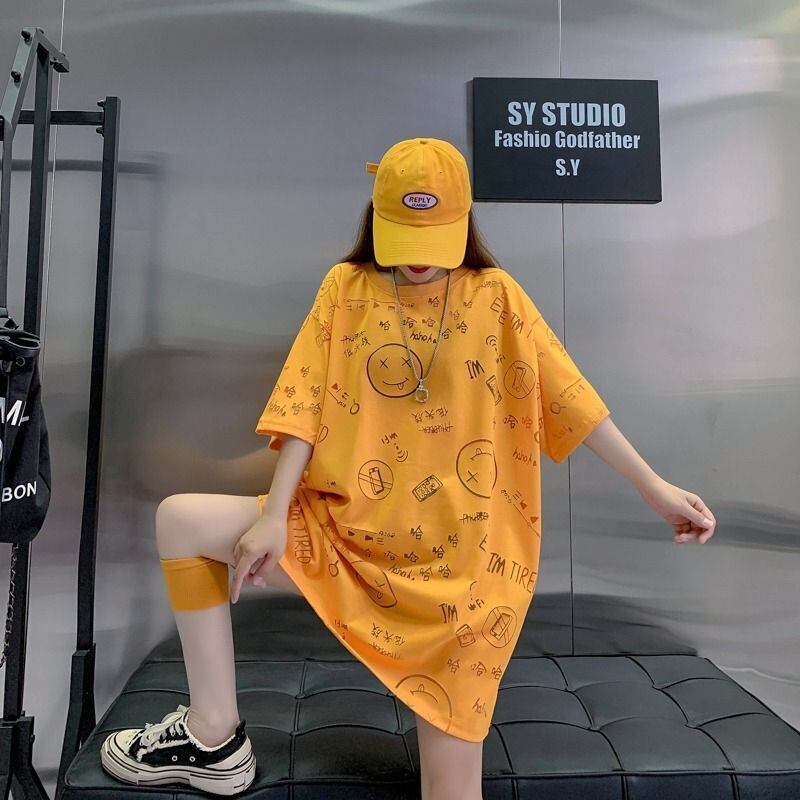 売り切れ必至 ゆったり ファッション感満々 ロング丈 3色半袖Tシャツ＜S-9086＞
